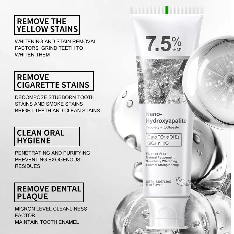 Revitalize Your Smile with 7.5% Hydroxyapatite Probiotic Whitening Toothpaste - Enamel Repair & Breath Freshening Formula (120G)